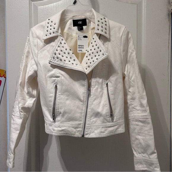 H&M white denim jacket size 6 - Picture 1 of 7
